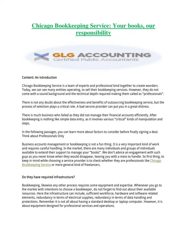 GLG Accounting | Effective Chicago Bookkeeping Service to Save Money