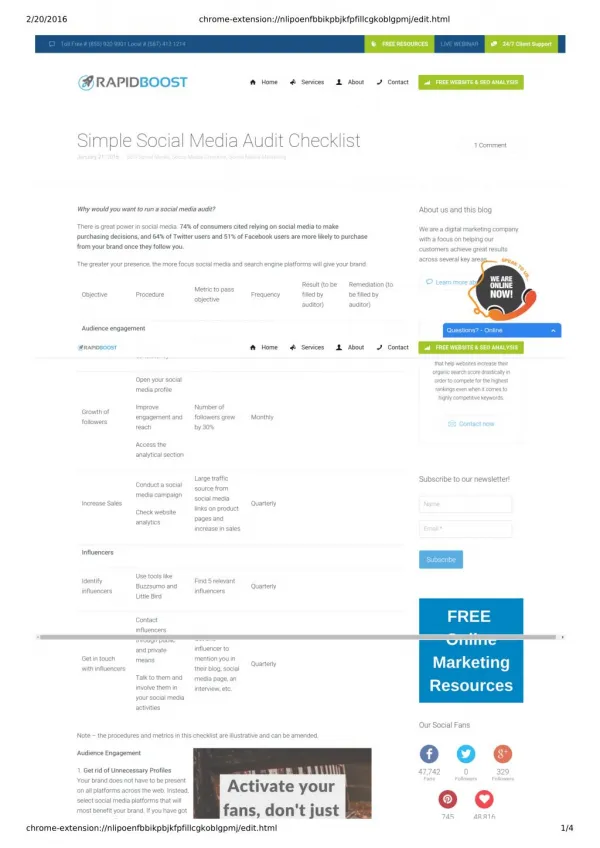 Social Media Audit Checklist