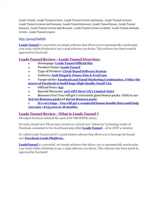 Leads Tunnel review & (GIANT) $24,700 bonus - slide 1