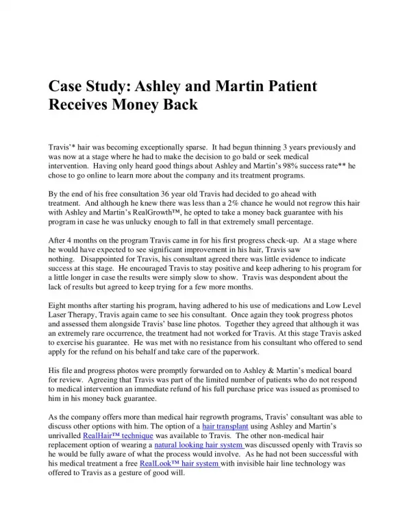 Case Study: Ashley and Martin Patient Receives Money Back