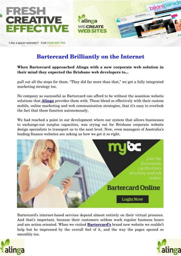 Bartercard Brilliantly on the Internet