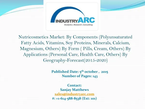 Nutricosmetics is attaining enormous growth owing to the growing demand of end-user applications.