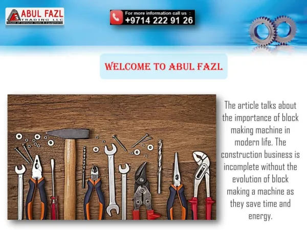 Abul Fazl Provides Block Making Machine in UAE