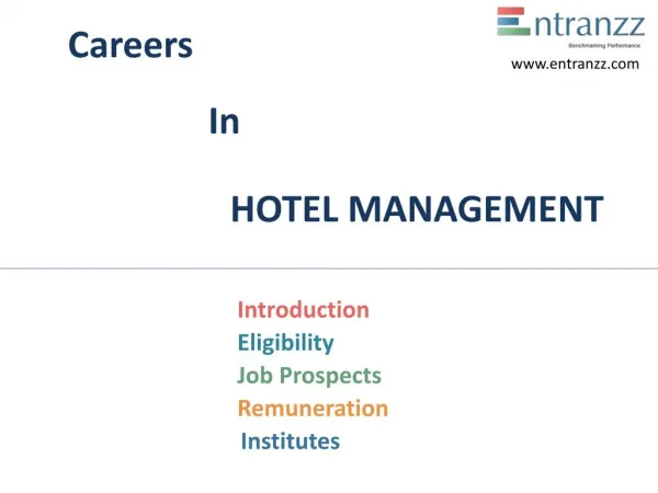 Careers In HOTEL MANAGEMENT