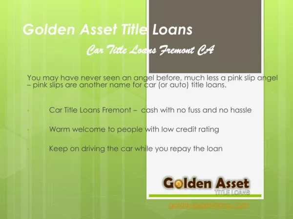 Golden Asset Car Title Loans