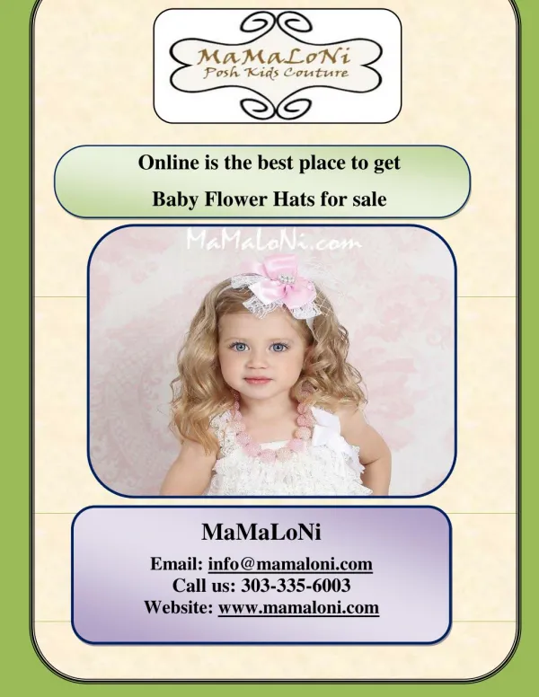 Online is the best place to get Baby Flower Hats for sale