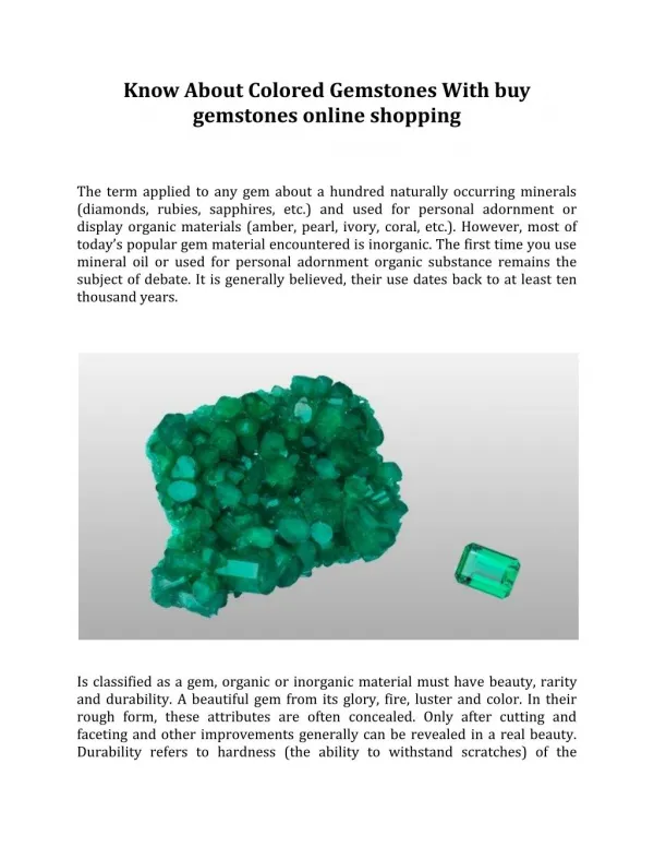 Know About Colored Gemstones With buy gemstones online shopping
