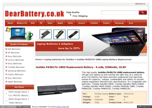 http://www.dearbattery.co.uk/toshiba-pa3817u-1brs-battery.html