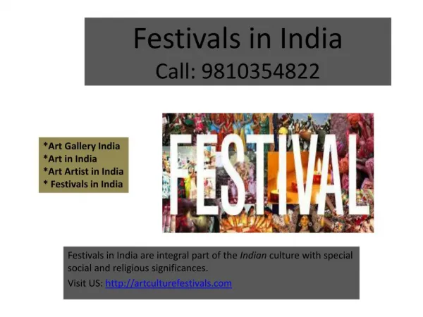 Art Gallery India, Festivals in India, Art Artist in India