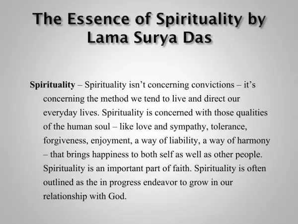 The Essence of Spirituality by Lama Surya Das