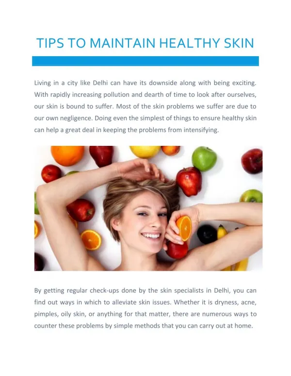 Tips to Maintain Healthy Skin
