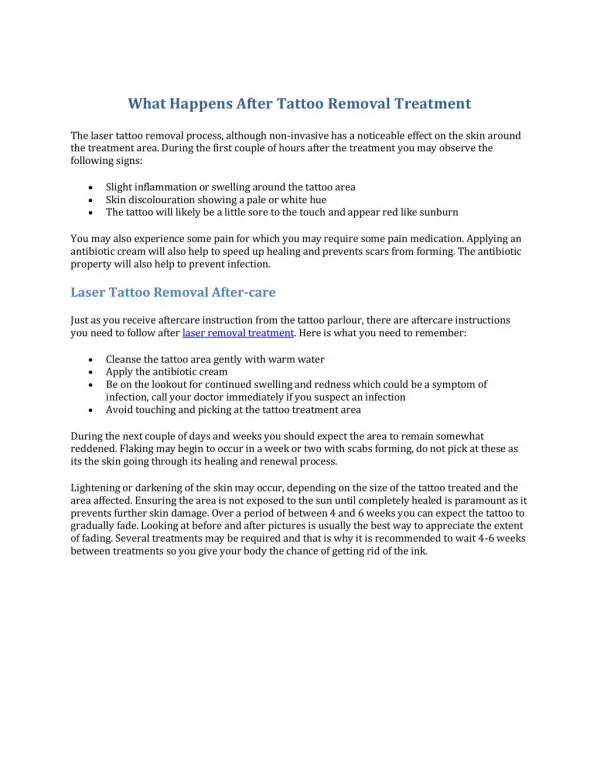 What Happens After Tattoo Removal Treatment