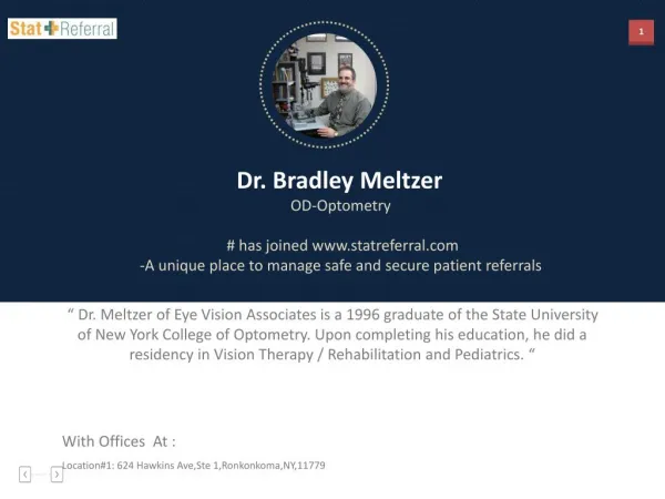 Dr Bradley Meltzer, OD, Optometry joined statreferral.com