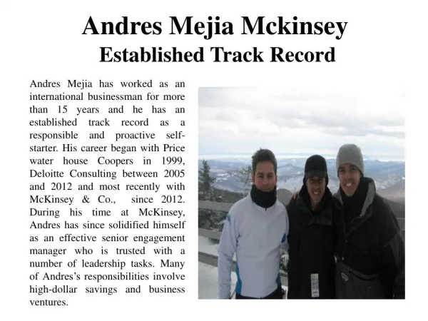 Andres Mejia Mckinsey Established Track Record