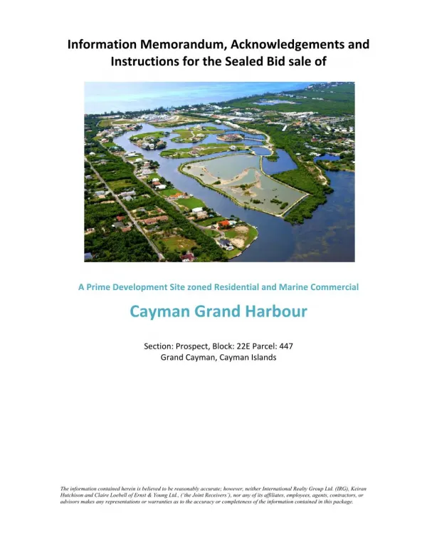 Prime Low Density Residential and Marine Commercial Development Site - Cayman Grand Harbour