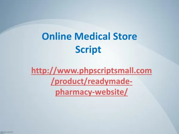 Online Medical Store Script