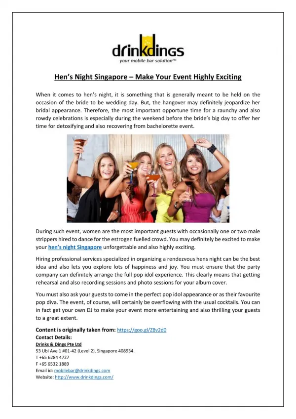Hen’s Night Singapore – Make Your Event Highly Exciting