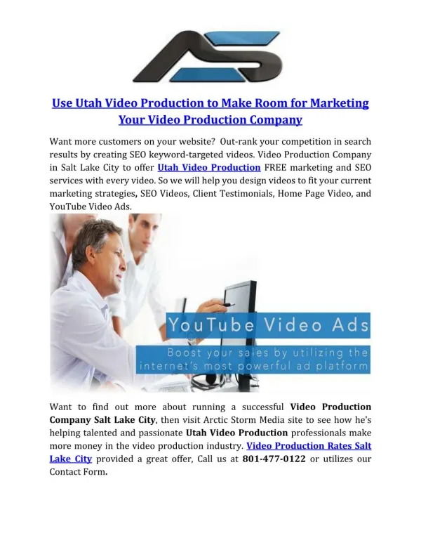 Use Utah Video Production to Make Room for Marketing Your Video Production Company