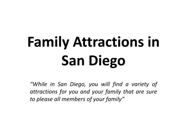 Family Attractions in San Diego