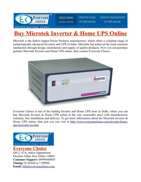 Buy Microtek Inverter & Home UPS Online