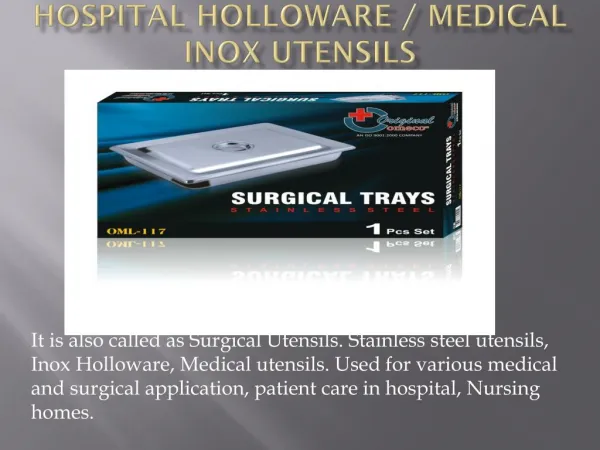 Hospital Holloware Manufacturers from India