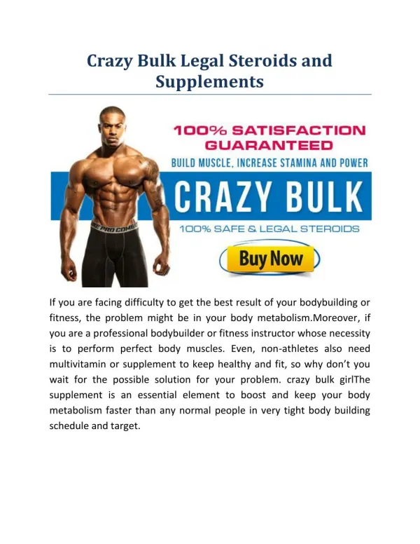 Crazy Bulk Legal Bodybuilding Supplements