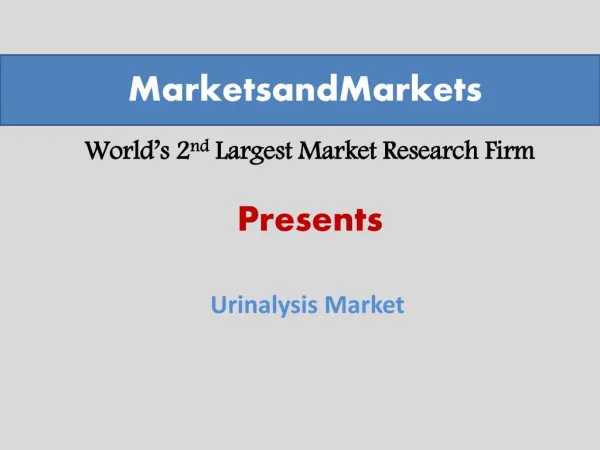 Urinalysis Market worth $1.28 Billion by 2019