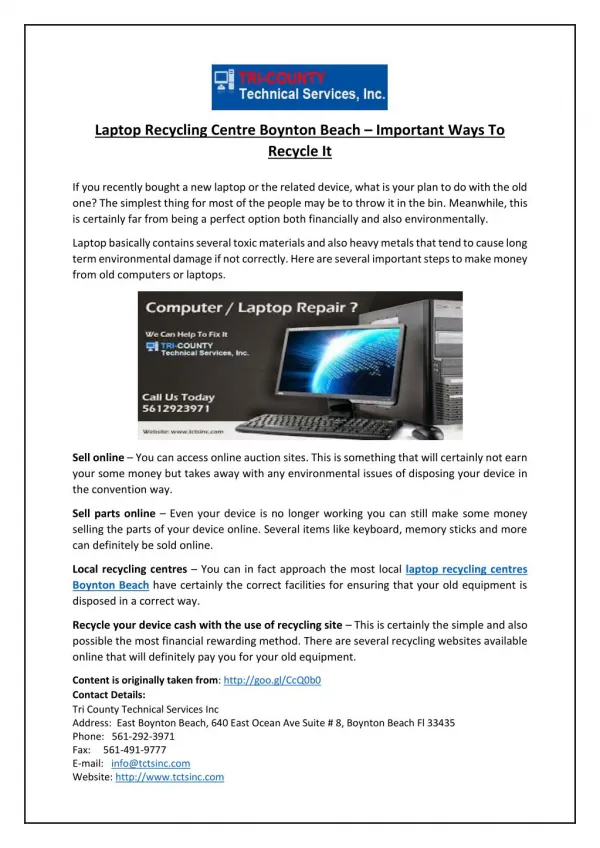 Laptop Recycling Centre Boynton Beach – Important Ways To Recycle It