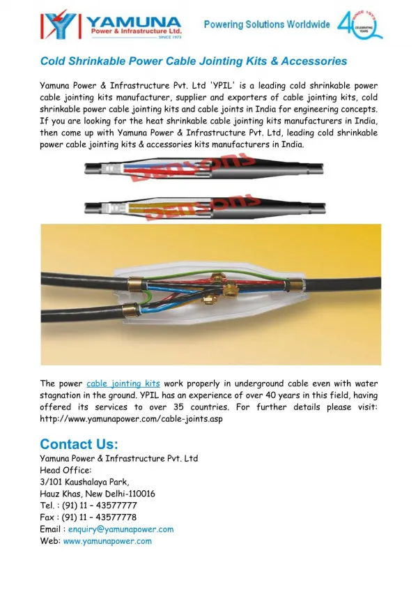 Cable Jointing Kits Manufacturers India