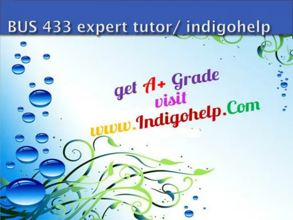 BUS 433 expert tutor/ indigohelp