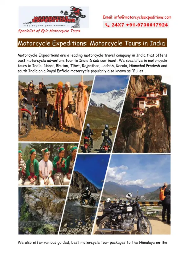 Best Motorcycle Tours in India Nepal