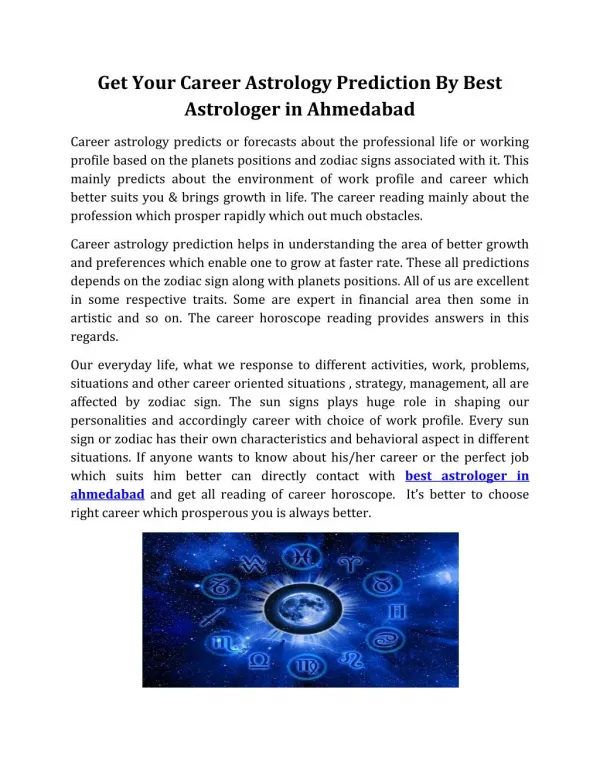 Get Your Career Astrology Prediction By Best Astrologer in Ahmedabad
