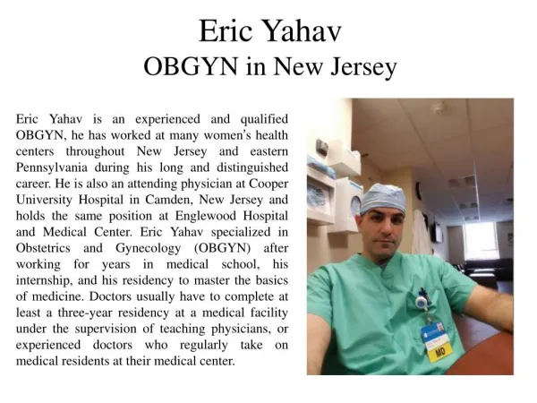 Eric Yahav OBGYN in New Jersey