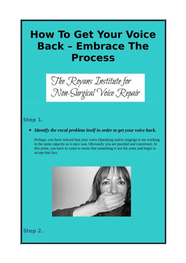 How To Get Your Voice Back – Embrace The Process