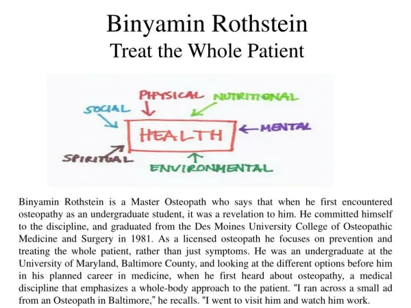 Binyamin Rothstein Treat the Whole Patient