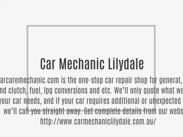 Car Mechanic Lilydale
