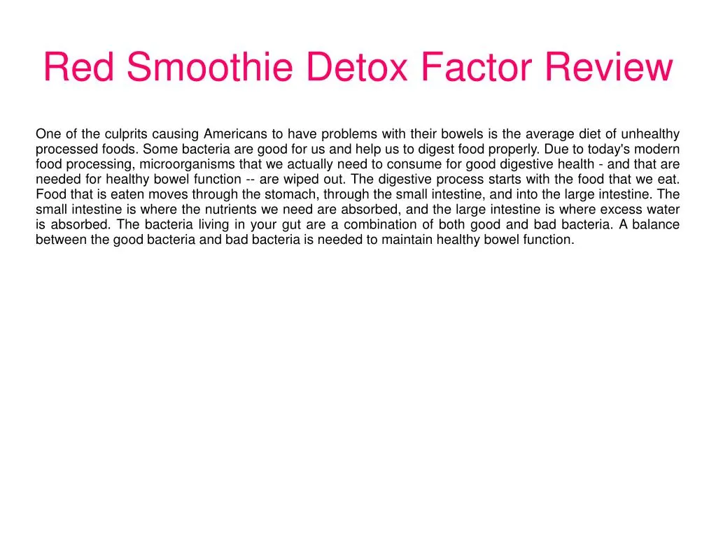 red smoothie detox factor review