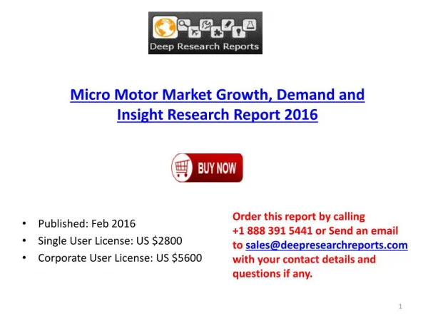 Micro Motor Market Growth and Forecasts to 2021