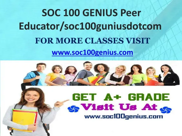 SOC 100 GENIUS Peer Educator/soc100guniusdotcom