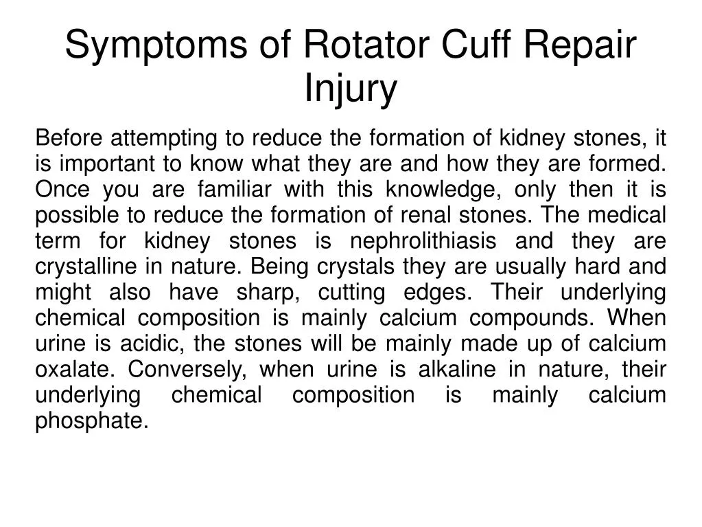 symptoms of rotator cuff repair injury