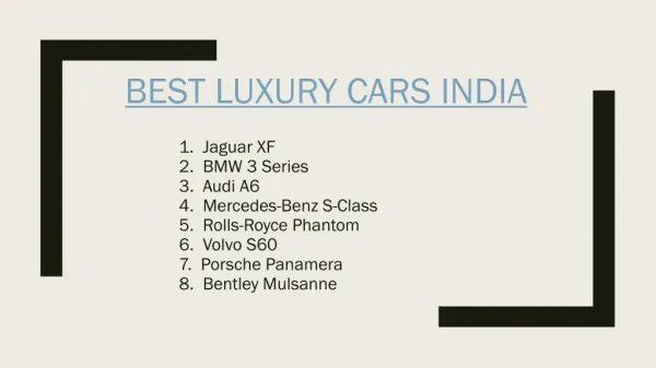 Find The Best Luxury Cars in India