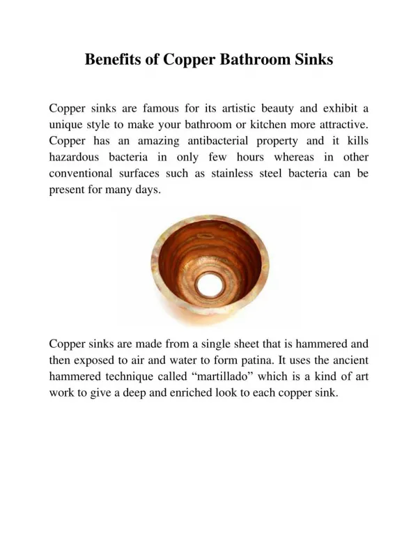 Top Benefits of Copper Bathroom Sinks