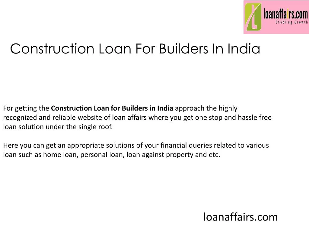 construction loan for builders in india
