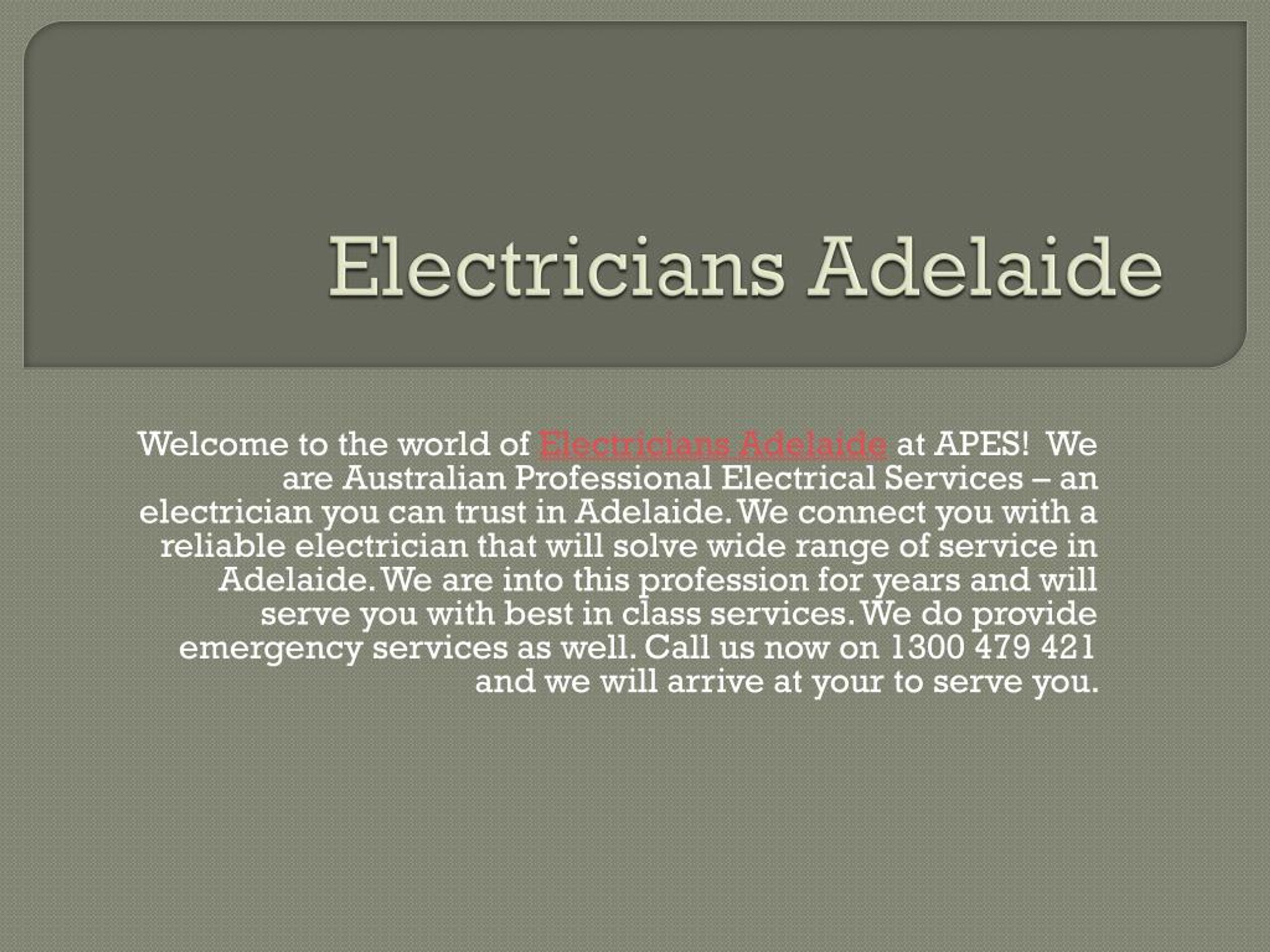 PPT - Electricians Adelaide PowerPoint Presentation, free download - ID ...