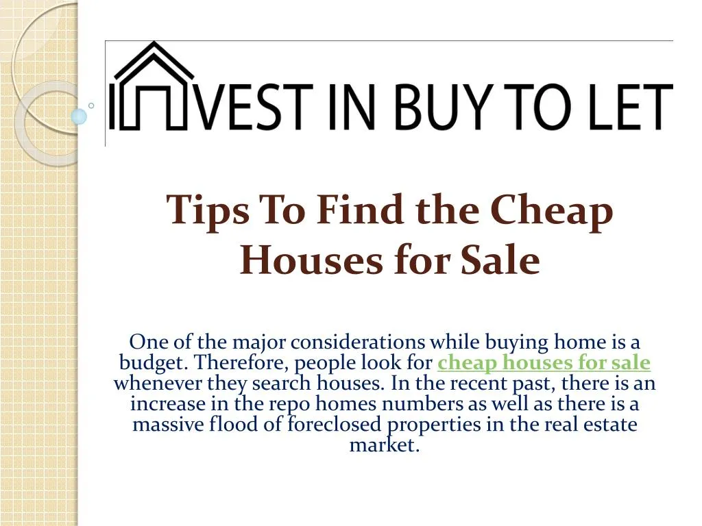 tips to find the cheap houses for sale