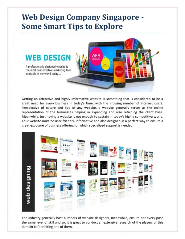 Web Design Company Singapore - Some Smart Tips to Explore