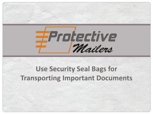 Use Security Seal Bags For Transporting Important Documents