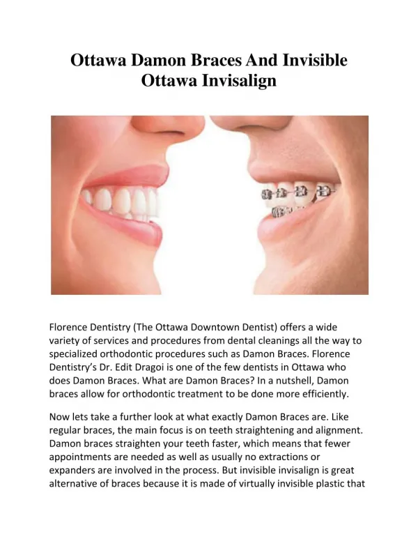 Ottawa Damon Braces And Invisible Ottawa Invisalign