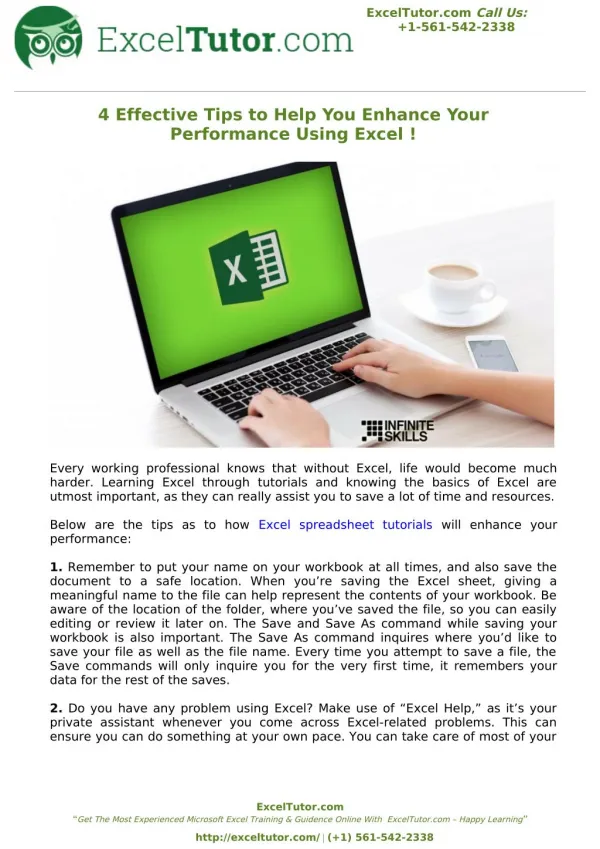 4 Effective Tips to Help You Enhance Your Performance Using Excel
