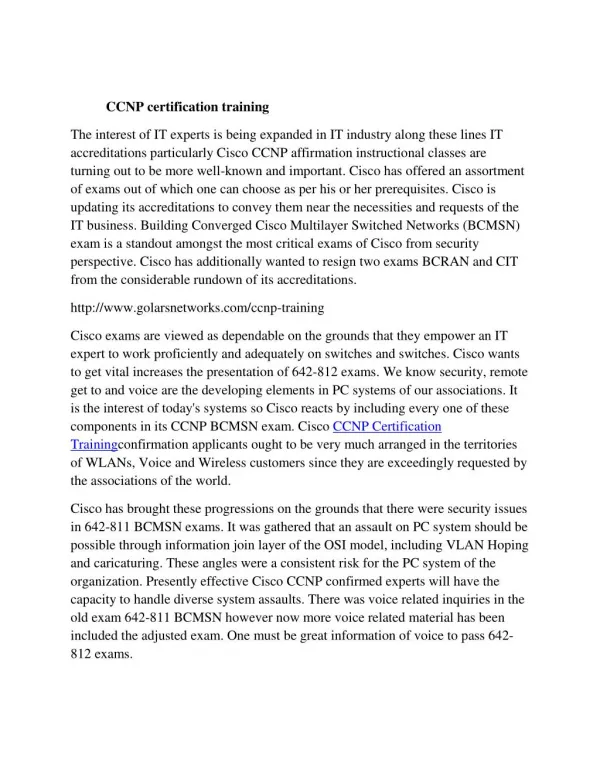 CCNP certification training